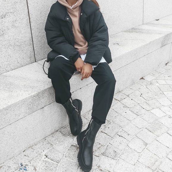 Zara Leather Ankle Boots with Lug Soles - Picture 13 of 16